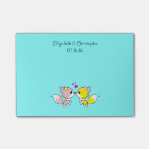 Notas Post-it® Fox Couple Kissing Wedding Favor