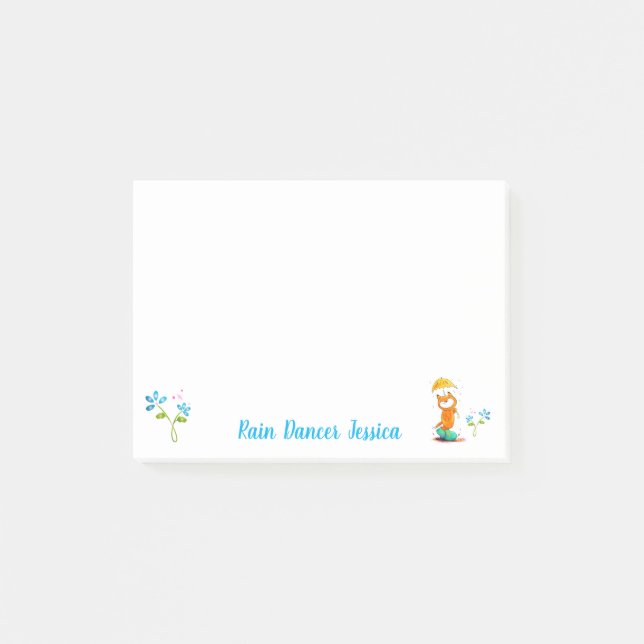 Notas Post-it® Fox de primavera inspiradora con paraguas (Anverso)