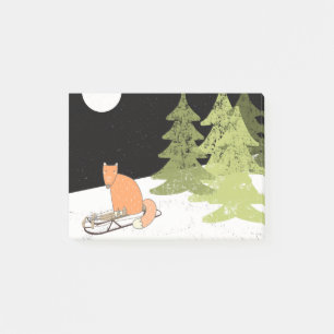 Notas Post-it® Fox de Sledding de invierno - Ilustracion