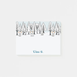 Notas Post-it® Foxes Árticos - Paisaje invernal - Texto nevado