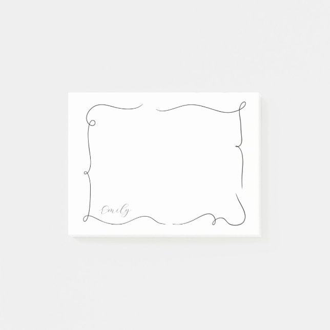 Notas Post-it® French Whimsical Script Custom Name  (Anverso)