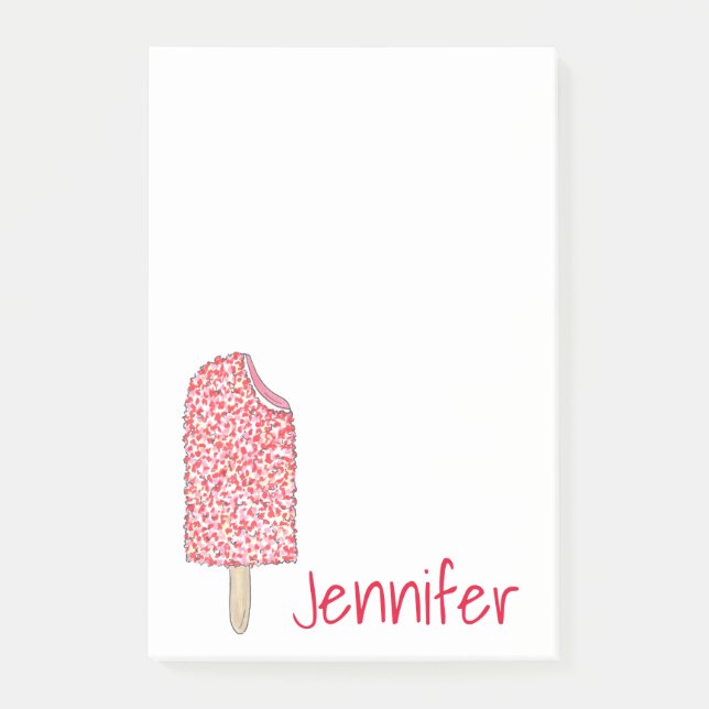 Notas Post-it® Fresa Rosa Eclair Crema De Hielo Popsicle Post-it (Anverso)