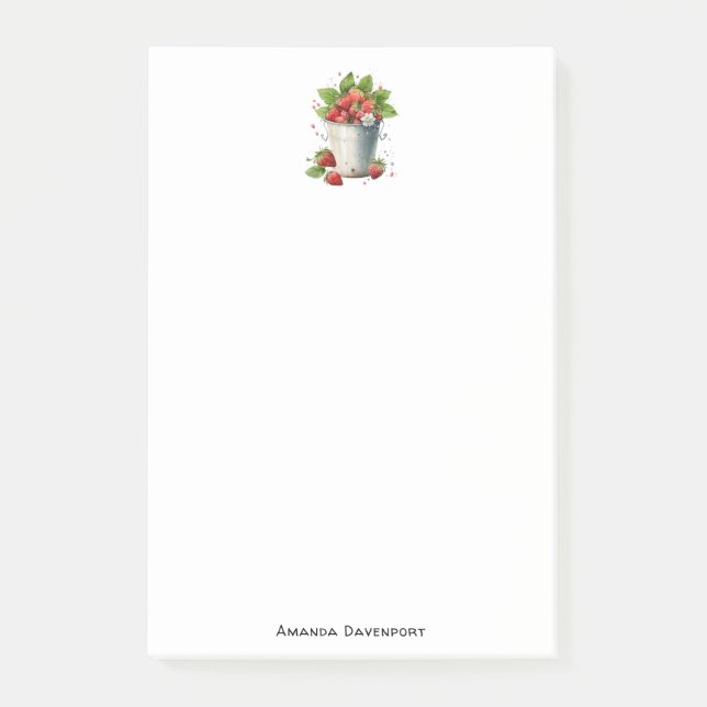 Notas Post-it® Fresas en un cubo (Anverso)