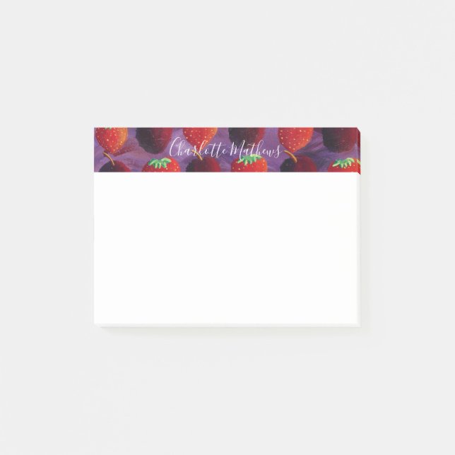 Notas Post-it® Fresas y Ciruelas Frutas Simple Moderno (Anverso)