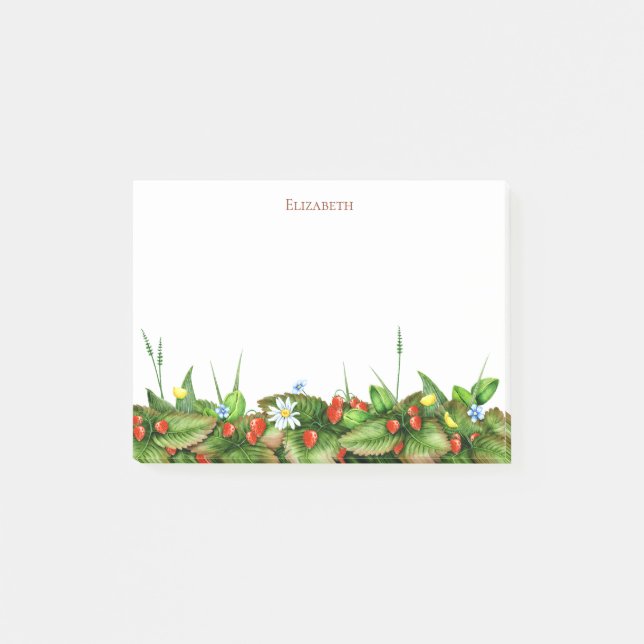 Notas Post-it® Fresas y flores silvestres pradera (Anverso)