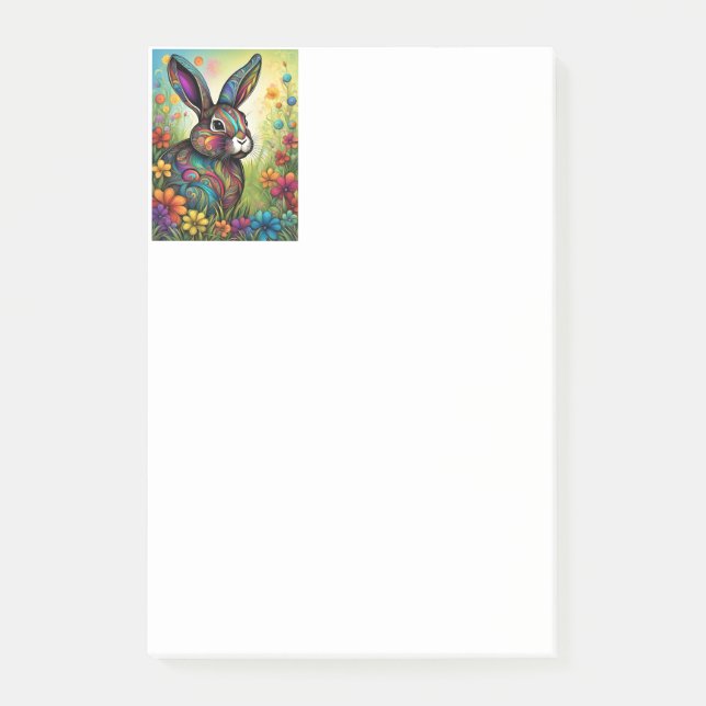 Notas Post-it® Frohe Ostern - Osterhase in Blumen (Anverso)