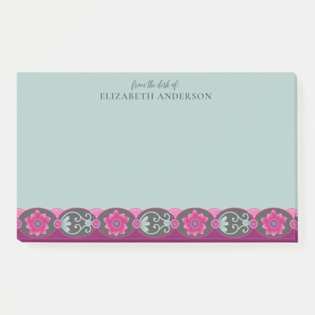 Notas Post-it® From the Desk of Pretty Floral Post-it Notes (Anverso)