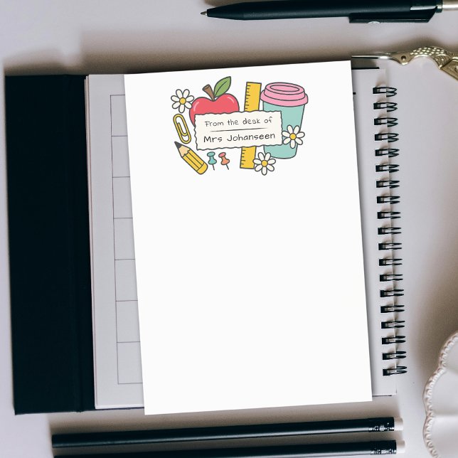 Notas Post-it® From the Desk of Teacher Cute Personalized (Subido por el creador)