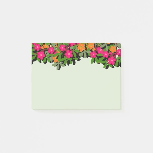 Notas Post-it® Frontera de flores silvestres rosadas y Naranjas (Anverso)