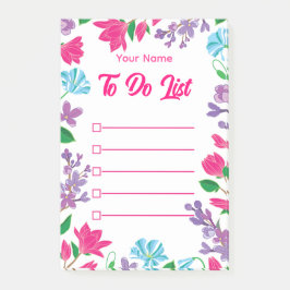 Notas Post-it® Frontera de jardín floral colorida personalizada