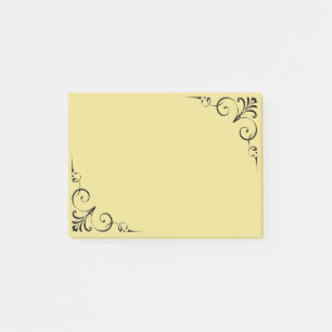 Notas Post-it® Frontera elegante del negro de la voluta del