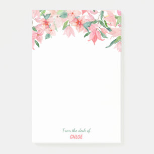 Notas Post-it® Frontera floral verde rosada