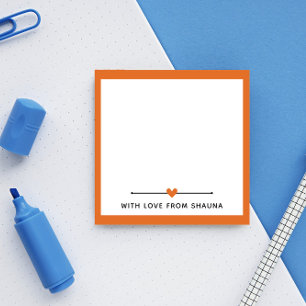 Notas Post-it® Frontera naranja y corazón con amor desde