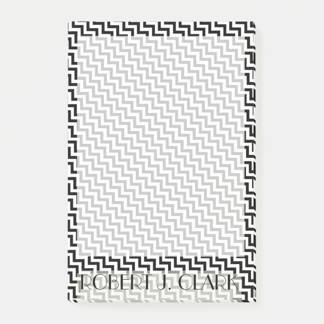 Notas Post-it® Frontera ZIG ZAG en blanco y NEGRO personalizada (Anverso)