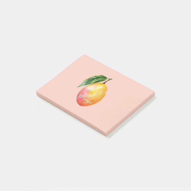 Notas Post-it® Fruta de mango amarillo rosa (En perspectiva)