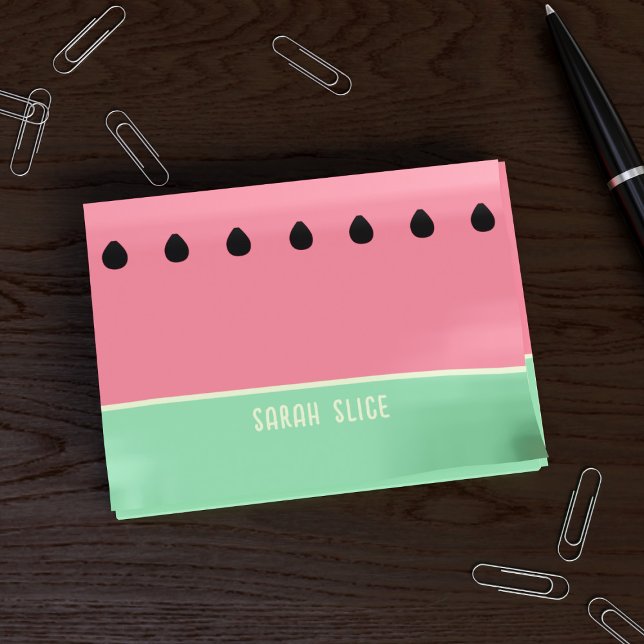 Notas Post-it® Fruta de verano de la sandía rosa y verde (Just add your name)