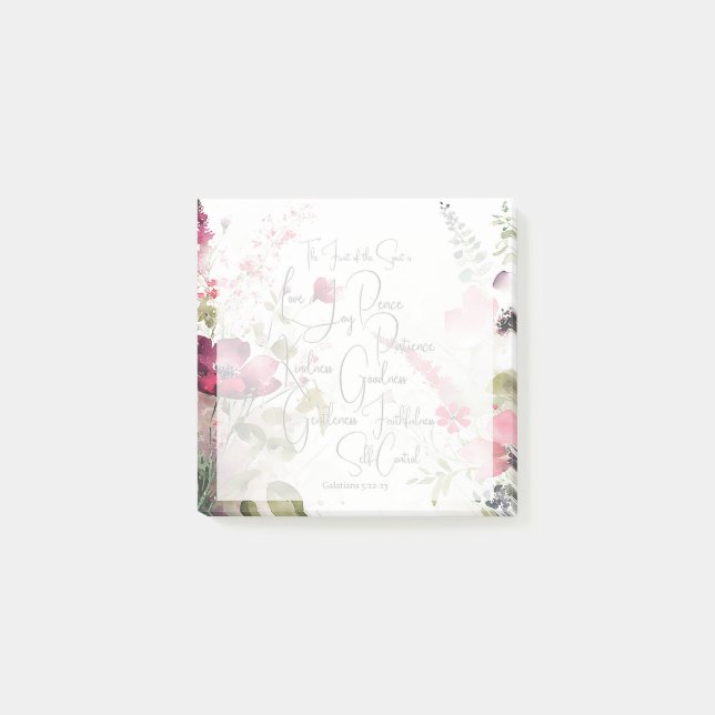 Notas Post-it® Fruta del Espíritu floral rosa (Anverso)