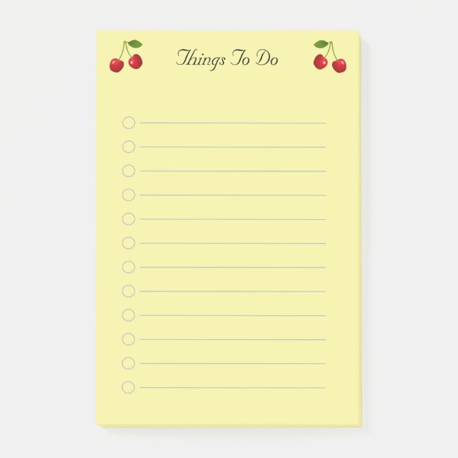 Notas Post-it® Frutos de cerezo en cosas amarillas para hacer en  (Anverso)