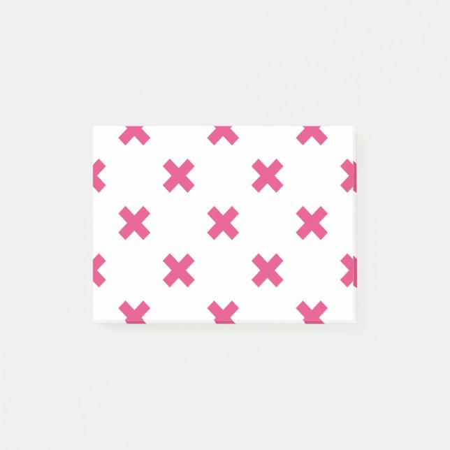 Notas Post-it® Fuchsia cruza puntos en blanco (Anverso)