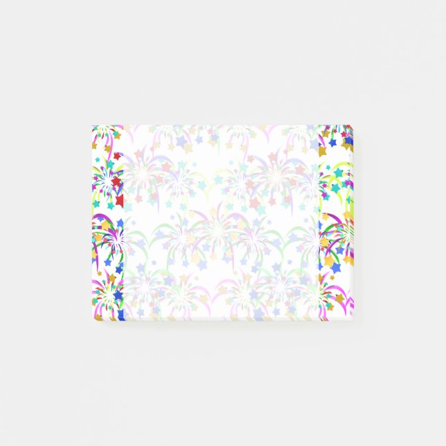 Notas Post-it® Fuegos artificiales y estrellas (Anverso)