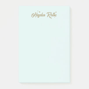 Notas Post-it® Fuente Retro Adorable y Estrellas Azul Pastel