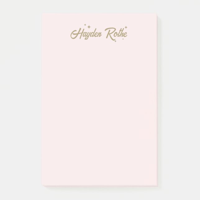 Notas Post-it® Fuente retro rosa linda y estrellas (Anverso)