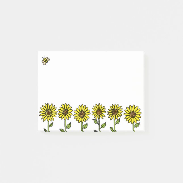 Notas Post-it® Fun Cute girasoles y Bumble Bee (Anverso)