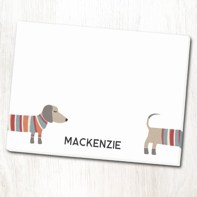 Notas Post-it® Fun Dachshund Wiener Dog Personalized (Fun Dachshund Wiener Sausage Dog personalized custom name Post-it sticky notes)