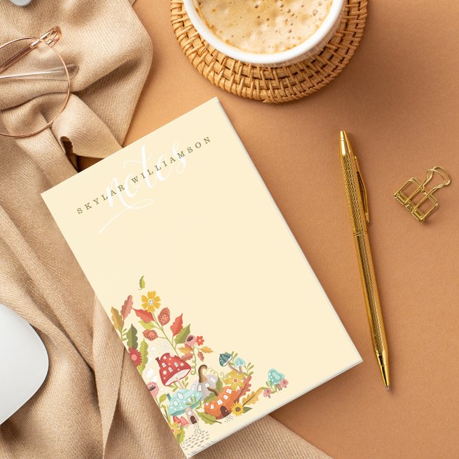 Notas Post-it® Fun Fairy Garden Autums Leafs Mushrooms & Pumpkin (Fun Fairy Garden Autumn Leafs Mushrooms & Pumpkin Post-it Notes)