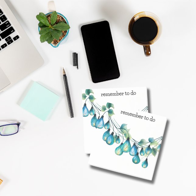 Notas Post-it® Fun Garden Fairy Lights | Verde amarillo azul (Cute customizable fairy garden lights in blue, yellow and green post it notes. )