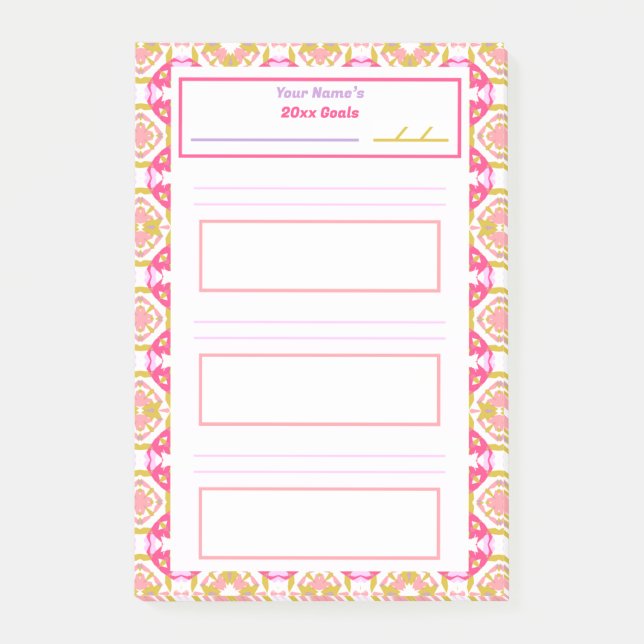 Notas Post-it® Fun Pink New Year Resolutions Goal Tracker (Anverso)