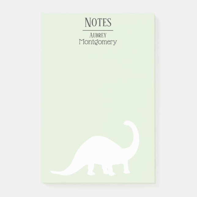 Notas Post-it® Fun White Brontosaurus Silhouette | Personalizado (Anverso)