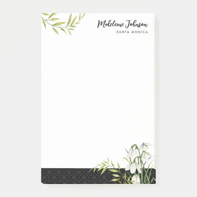 Notas Post-it® Funeral Classic Elegant Snowdrop Laurel Damask (Anverso)