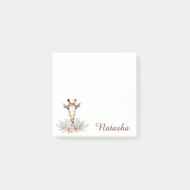 Notas Post-it® Funny acuarela Giraffe Watercolor Floral (Anverso)