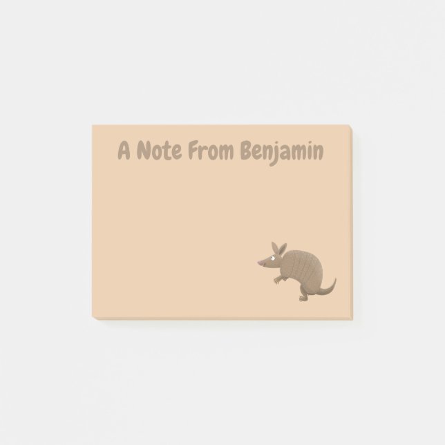 Notas Post-it® Funny armadillo feliz personalizado ilustracion (Anverso)