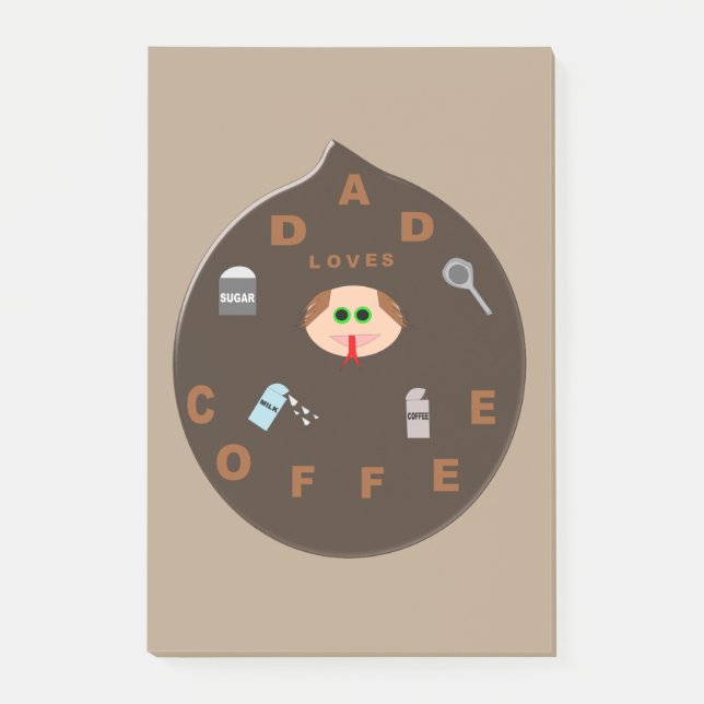 Notas Post-it® Funny Dad Monster ama el café Post anota Pad (Anverso)