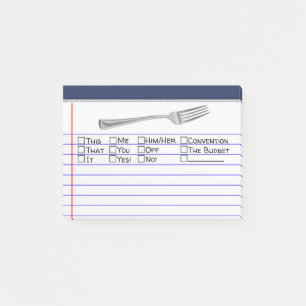 Notas Post-it® Funny "Fork" con varias opciones 4"X3"