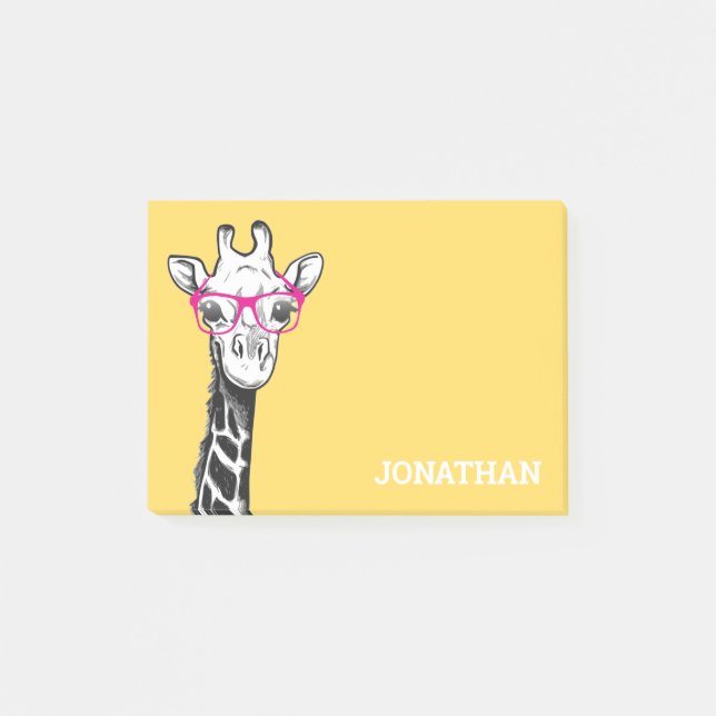 Notas Post-it® Funny Geek Giraffe Yellow (Anverso)