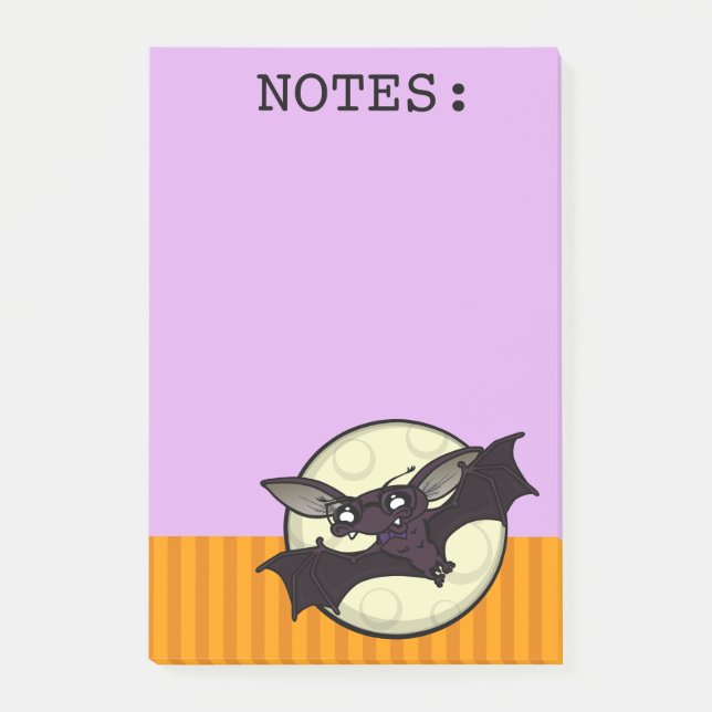 NOTAS POST-IT® FUNNY HALLOWEEN BAT GRÁFICO PURPLE NOTEPAD (Anverso)