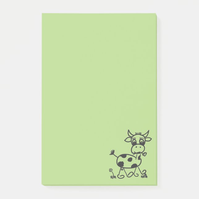 Notas Post-it® Funny Little Cow - oficina de correo It hellgrün (Anverso)