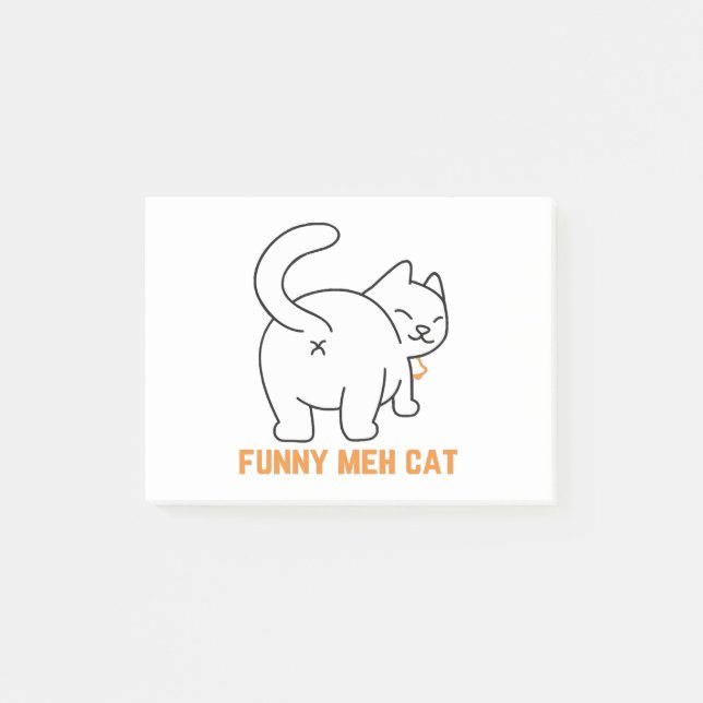 Notas Post-it® Funny Meh Cat (Anverso)