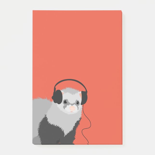 Notas Post-it® Funny Music Lover Ferret (Anverso)