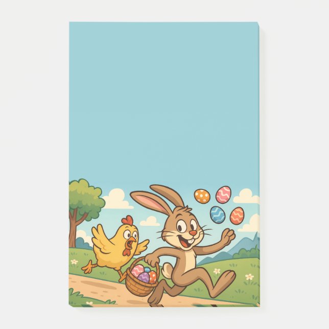Notas Post-it® Funny Personalizado de Pascua | Bunny Roba huevos  (Anverso)