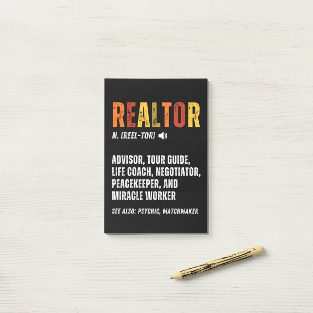 Notas Post-it® Funny Real Estate Broker Realtor (Escritorio)