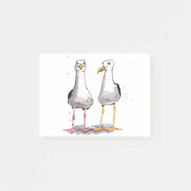 Notas Post-it® Funny seagull ink drawing - comical seagulls (Anverso)