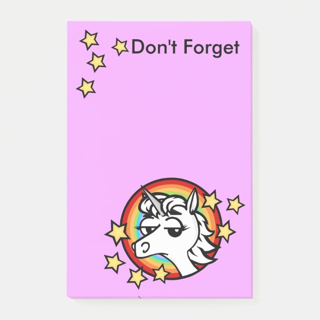 NOTAS POST-IT® FUNNY UNICORN Y RAINBOW GRÁFICOS NOTEPAD (Anverso)