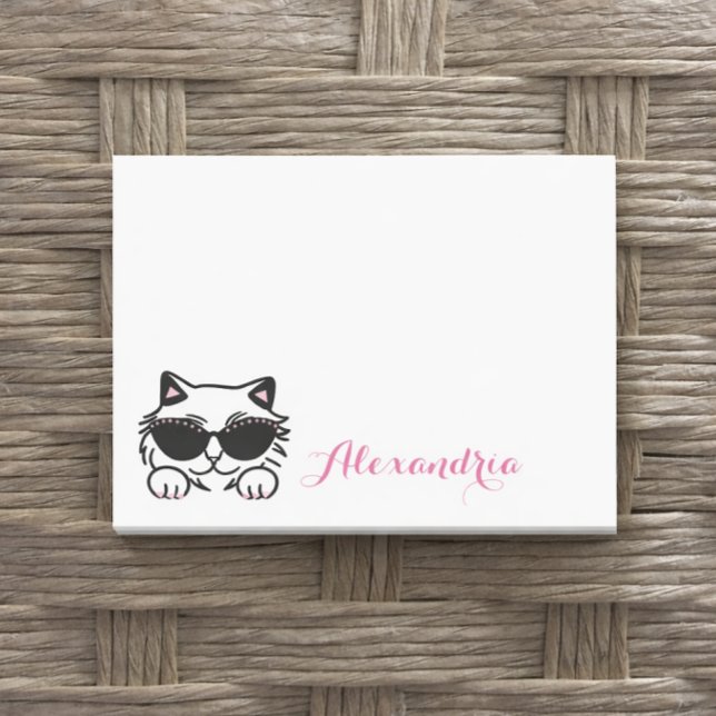 Notas Post-it® Gafas de sol de gato simples con brillo personaliz (Subido por el creador)