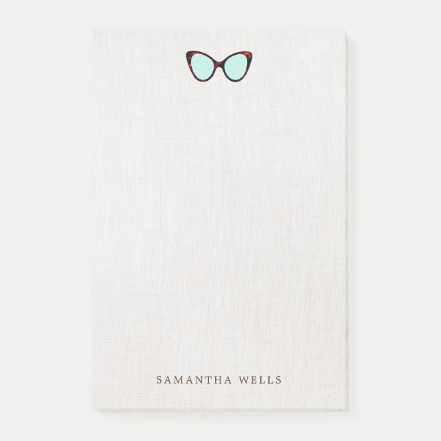 Notas Post-it® Gafas de sol retro personalizadas (Anverso)