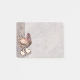 Notas Post-it® Gallina de la madre y acuarela de los polluelos