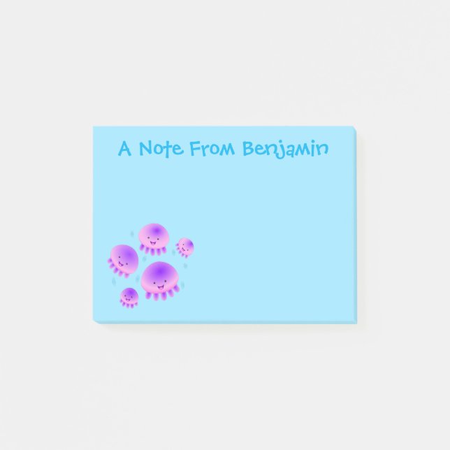Notas Post-it® Gallito rosa morado kawaii personalizado (Anverso)